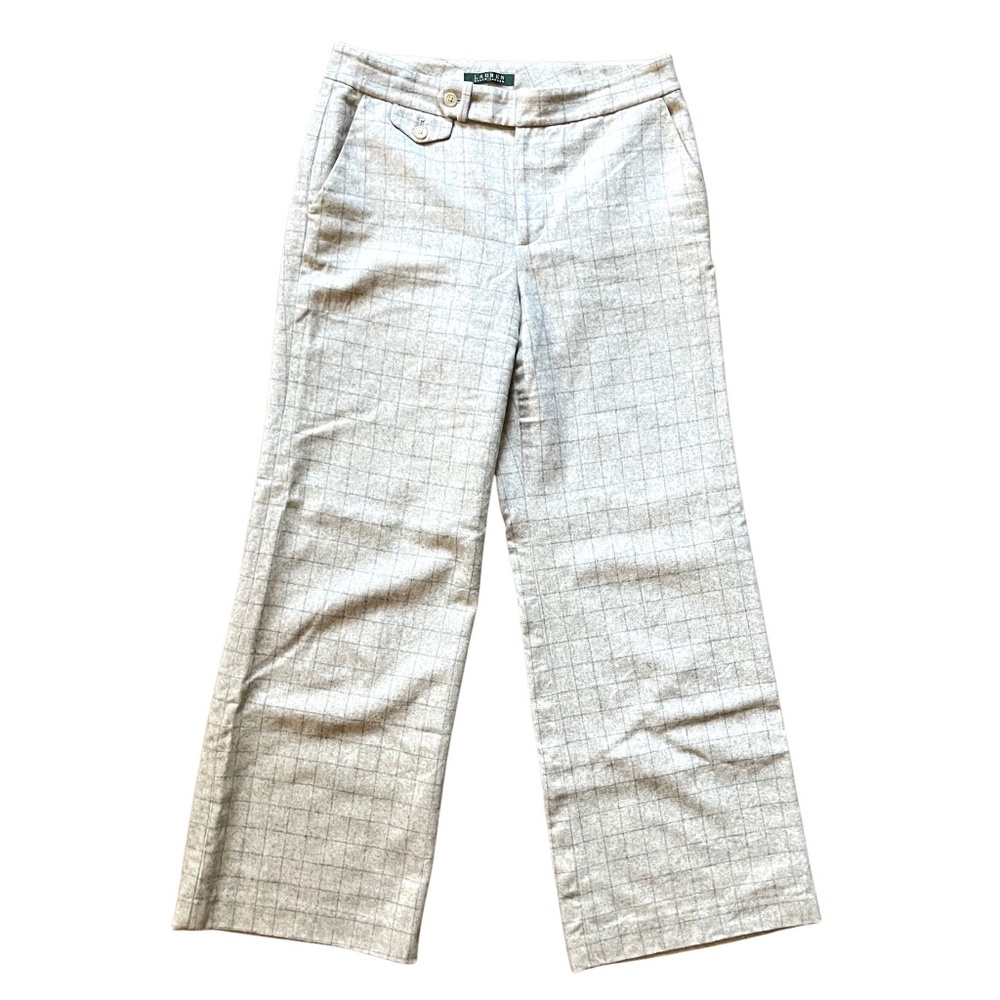 Women's Ralph Lauren Windowpane Plaid Slacks Fully Lined Light Academia 90s